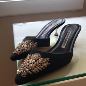 Manolo Blahnik Embellished Mules